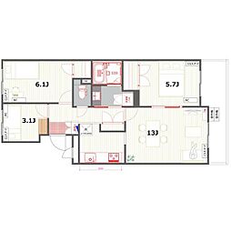 グランドコート林間 3LDKの間取図画像