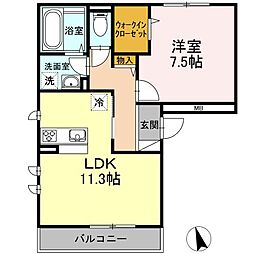 ManoirBlanc 1LDKの間取図画像