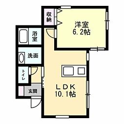 ピース湘南 1LDKの間取図画像
