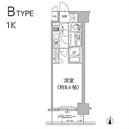 エスリード泉プレステージ 1Kの間取図画像