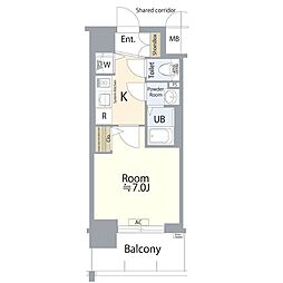 エスプレイス名古屋神宮 1Kの間取図画像