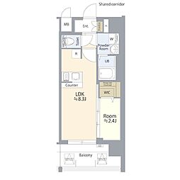 名古屋市北区若葉通1丁目マンション 1LDKの間取図画像