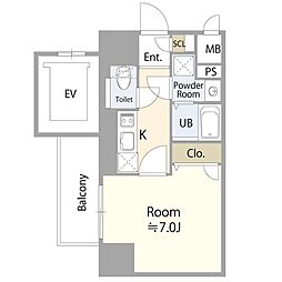 エスリード大須デュオ 1Kの間取図画像