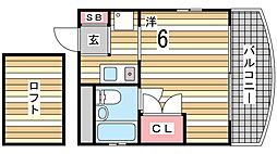 レミニョン 1Kの間取図画像