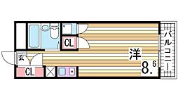 プレジール有瀬 1Kの間取図画像