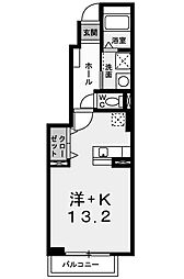 ソレイユ2番館 1Kの間取図画像