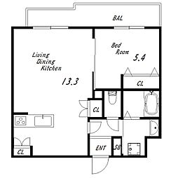 ダイアモンドグリーン 1LDKの間取図画像