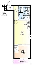 フジパレス大物駅南2番館 1LDKの間取図画像