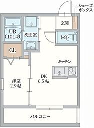 GAZELLE NOAH尼崎尾浜II 1DKの間取図画像