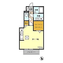 ローズコート上耕地 ワンルームの間取図画像