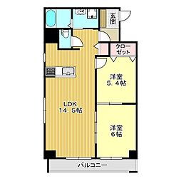 グランメールコート白銀 2LDKの間取図画像