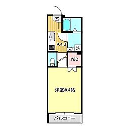 グリーンガーデン 1Kの間取図画像