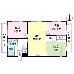 パミール香貫 3LDKの間取図画像