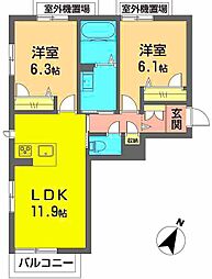 レフィアント 2LDKの間取図画像