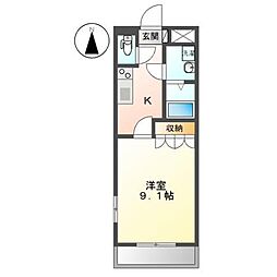 ボザール峯 1Kの間取図画像
