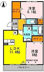 ヴィヴェンテ 2LDKの間取図画像