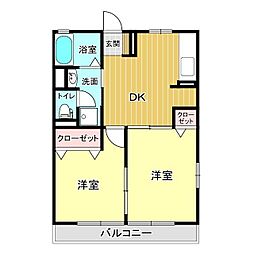 サンガーデンB 2DKの間取図画像