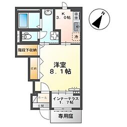 サンモール中島C 1Kの間取図画像