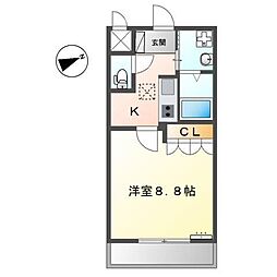 グランチェスタ 1Kの間取図画像