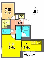 Dreamio 1LDKの間取図画像