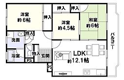 ハイム富田1棟 3LDKの間取図画像