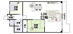 メガロコープ茨木 2LDKの間取図画像