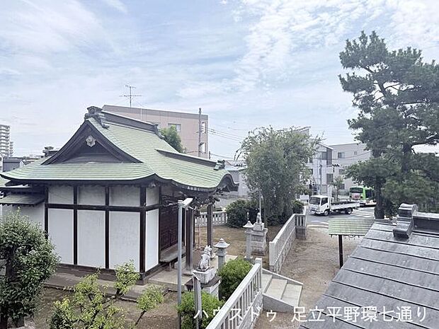 落ち着いた街並みと緑を望む開放的な眺望。周囲の圧迫感が少なく、空の広がりを感じながら穏やかに過ごせます。