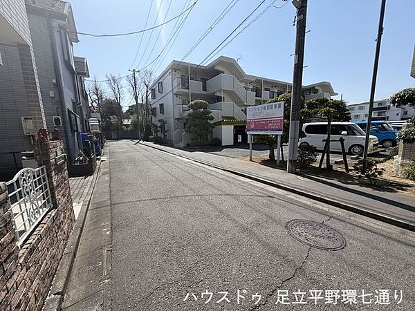 見通しの良い前面道路で開放感あり。周辺は整った街並みで、穏やかな住環境が魅力です。