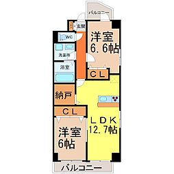 HAPPINESS車道 2LDKの間取図画像