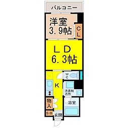 レジデンス上前津スクエア 2Kの間取図画像