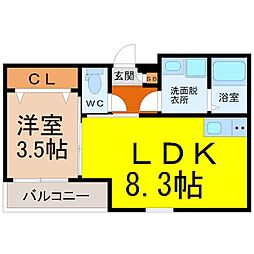 エステイトN名古屋星崎 1LDKの間取図画像