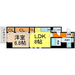稲垣ビル栄ディアコート白川 1LDKの間取図画像