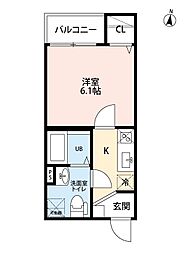 アヴニール金山 1Kの間取図画像