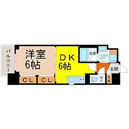エステムコート名古屋栄プレシャス 1DKの間取図画像