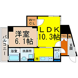 コンセール葵 1LDKの間取図画像