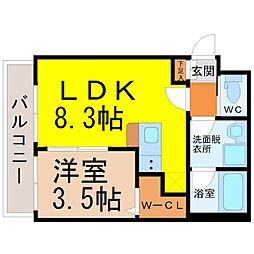 ジュネス千種 1LDKの間取図画像