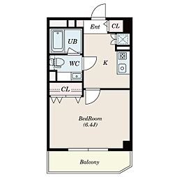 アールコーヴ押切 1Kの間取図画像