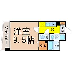 GATEWAY尾頭橋 1Kの間取図画像