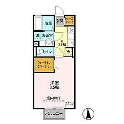 グレースラパン 1Kの間取図画像