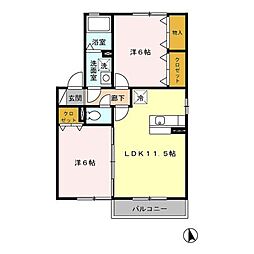 シャンベールA 2LDKの間取図画像