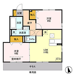 ラコントルC 2LDKの間取図画像