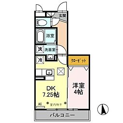 ロックパインA 1DKの間取図画像