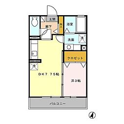 ピジョンコートD 1DKの間取図画像