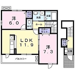 マイスター青山5 2LDKの間取図画像