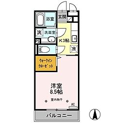ヴィラ・デ・ソレイユ 1Kの間取図画像