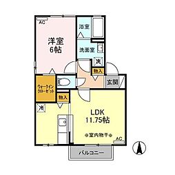 セルジュールKIYOB 1LDKの間取図画像