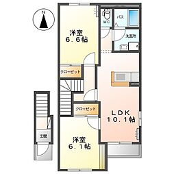 パルテールコート 2LDKの間取図画像