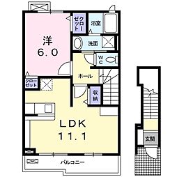 上三川ハイツ 1LDKの間取図画像