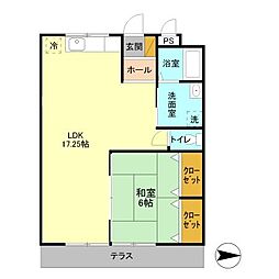 ハマノハイツ 1LDKの間取図画像