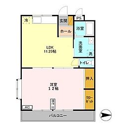 ハマノハイツ 1LDKの間取図画像